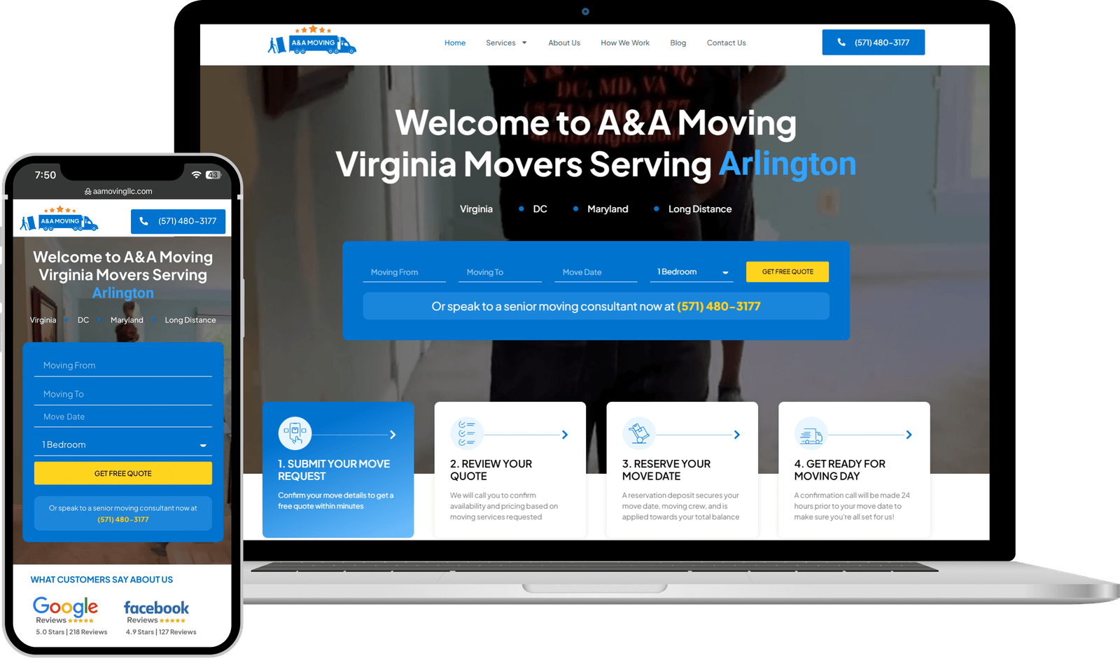 A&A Moving - Website Mockup